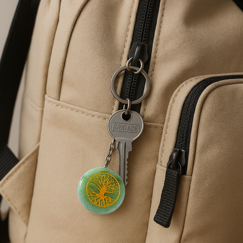 Llavero Piedra Jade - Geometría Sagrada