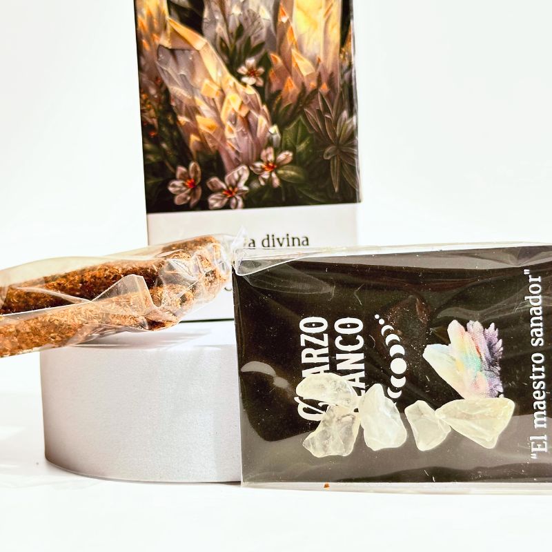 Incienso con Piedras de Cuarzo Blanco