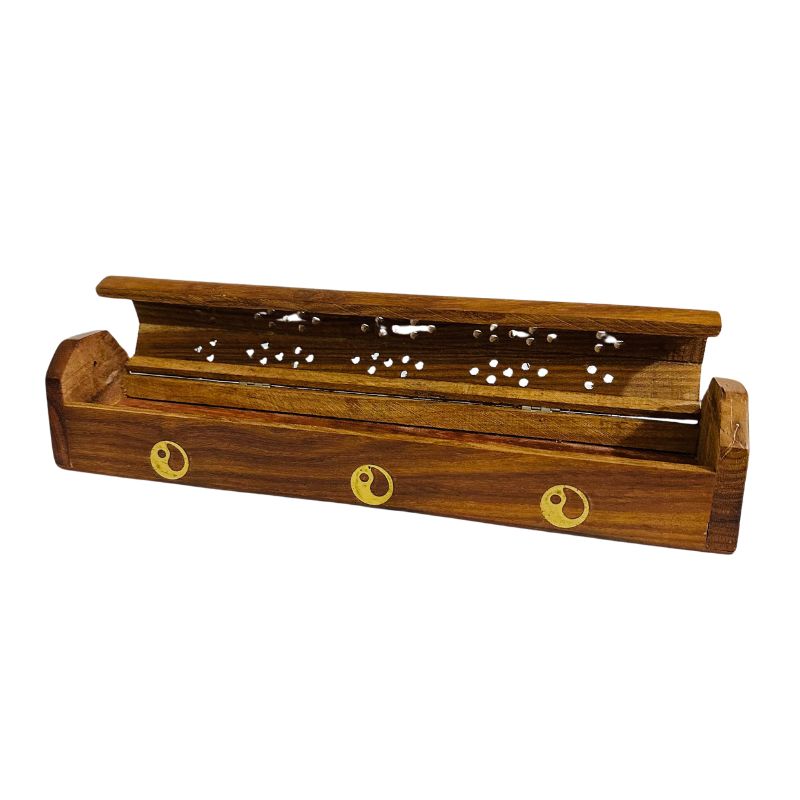 Porta Incienso Caja de Madera - Ying Yang