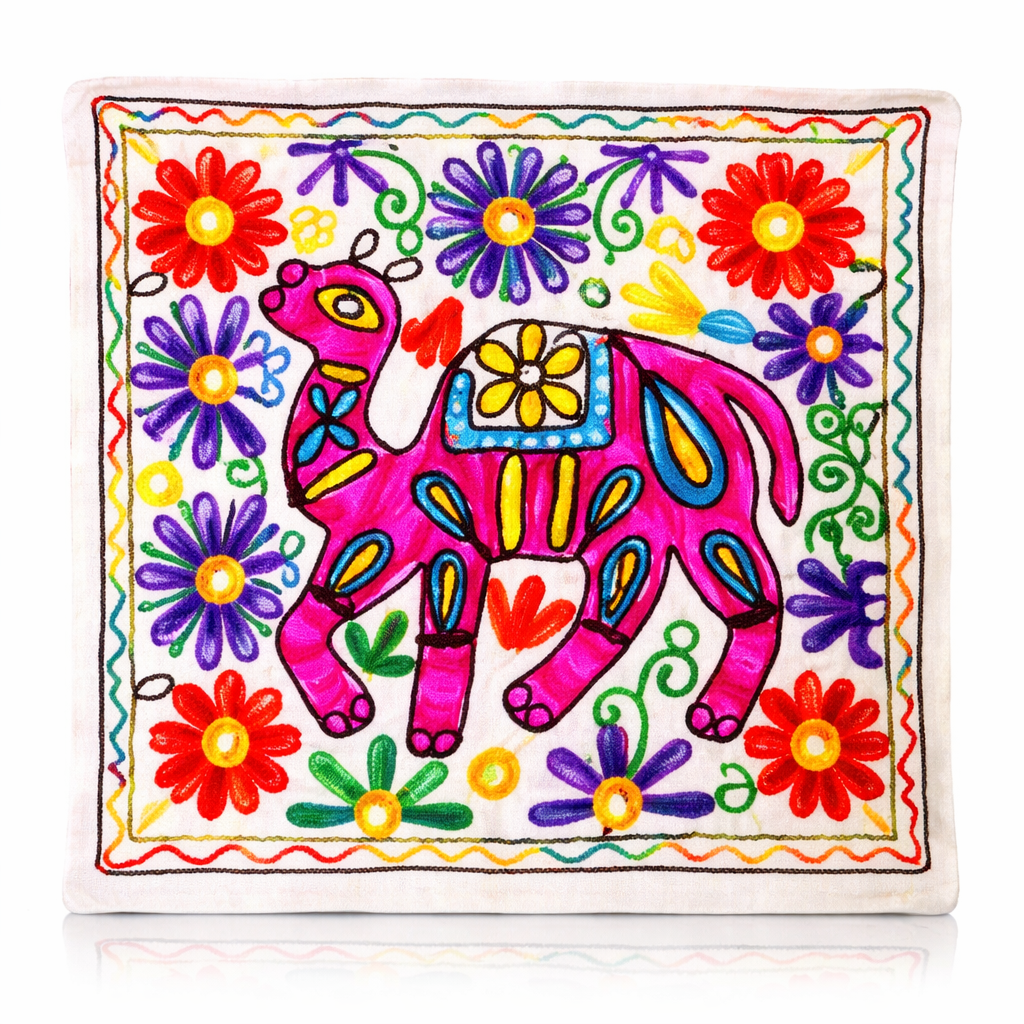 Funda de Cojín Camello Rosa y Amarillo