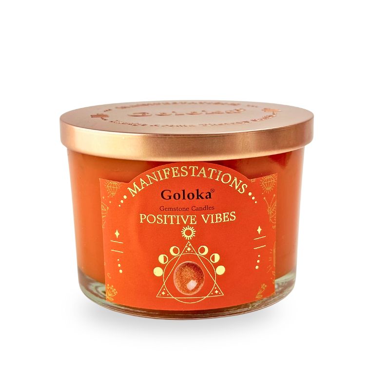 Vela Menta con Piedra Solar - Vibras Positivas