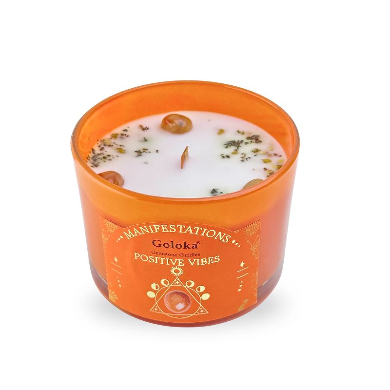 Vela Menta con Piedra Solar - Vibras Positivas