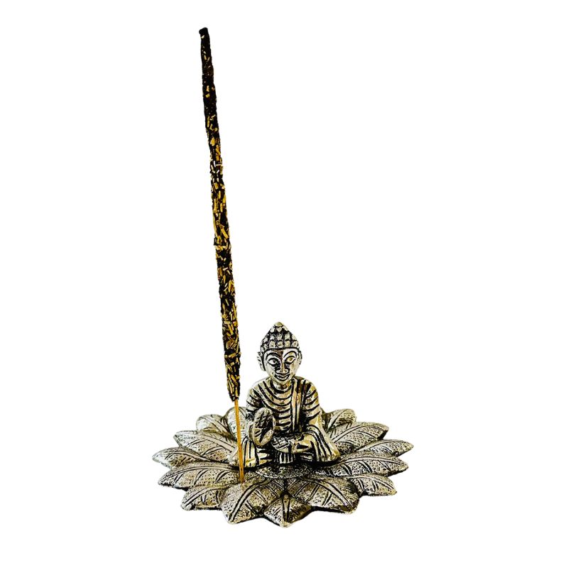 Porta Incienso Aluminium Buda en Hoja