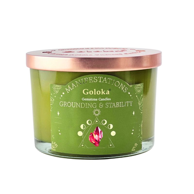 Vela Vetiver con Jaspe Rojo - Grounding y Estabilidad