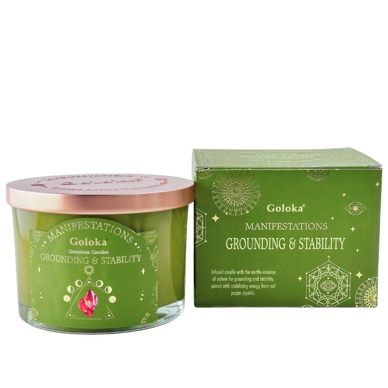 Vela Vetiver con Jaspe Rojo - Grounding y Estabilidad