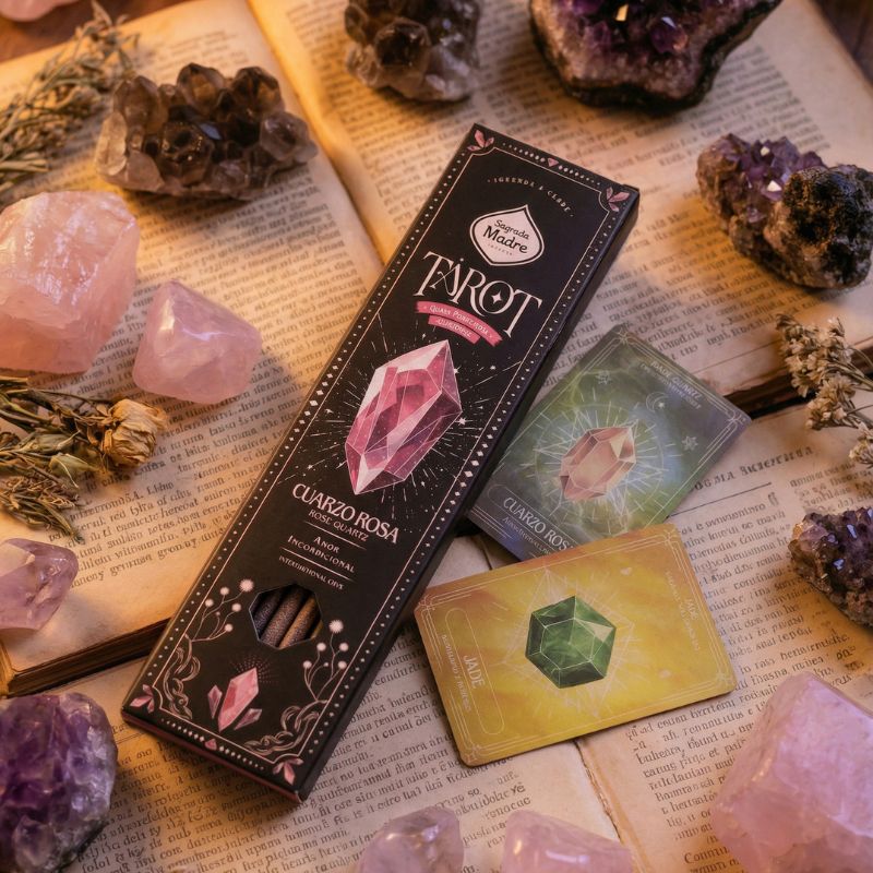 Sahumerio Tarot Gemas Cuarzo Rosado Rosa-Silvestre