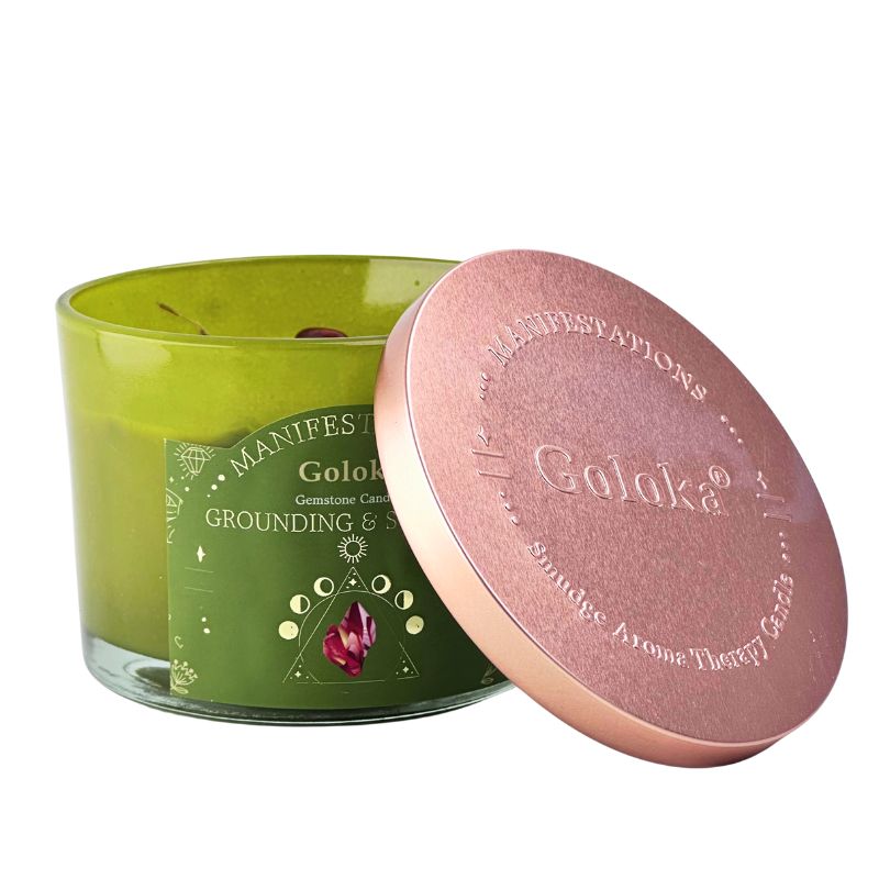 Vela Vetiver con Jaspe Rojo - Grounding y Estabilidad