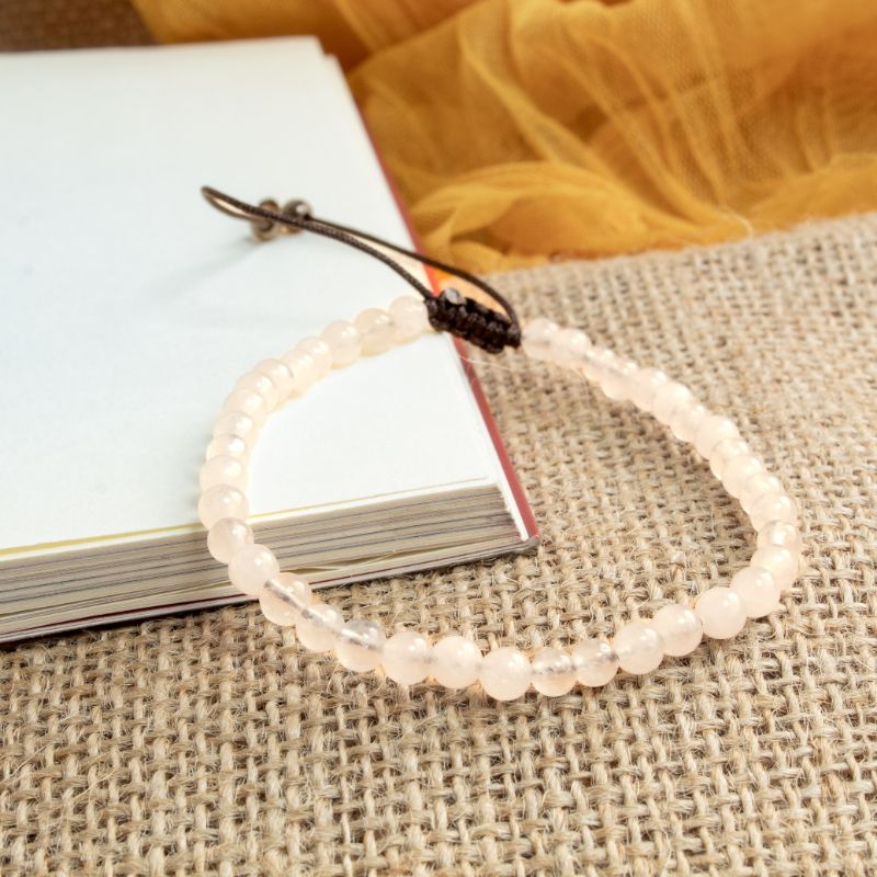 Pulsera Ajustable Cuarzo Blanco 4mm