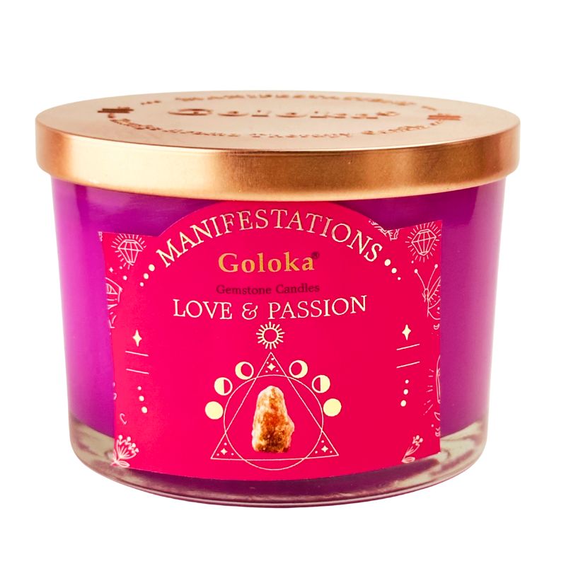 Vela Rosa con Cuarzo Rosa - Amor y Pasión