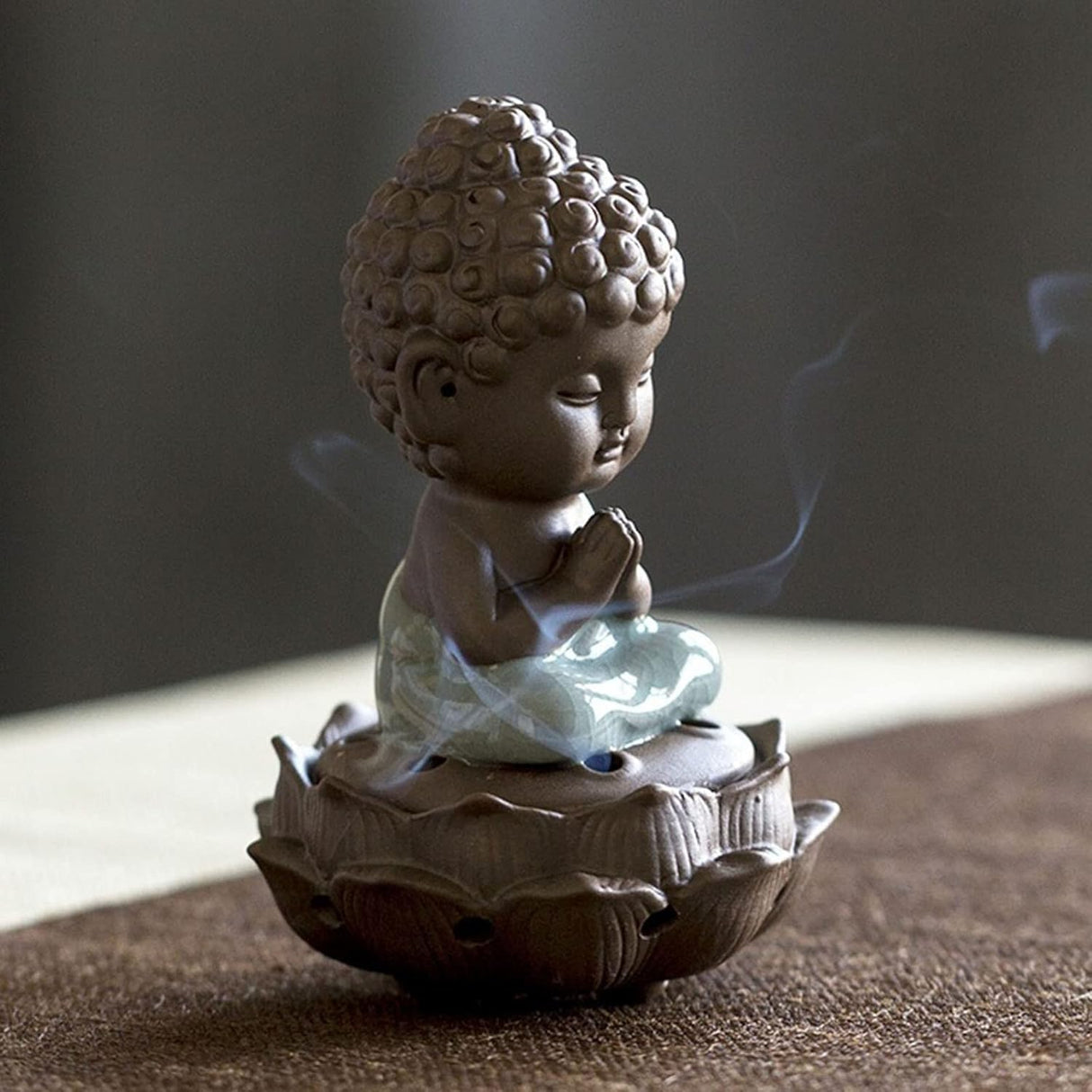 Porta Incienso en Cono Buda Meditación Azul