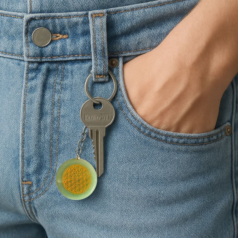 Llavero Piedra Jade - Flor de la Vida