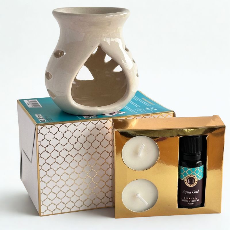 Set Difusor de Cerámica Ayurveda Aguamarina
