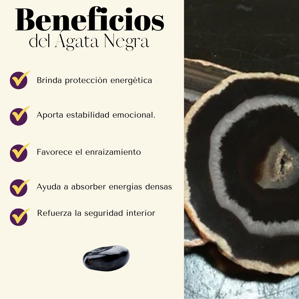 Pulsera Agata Negra 8mm