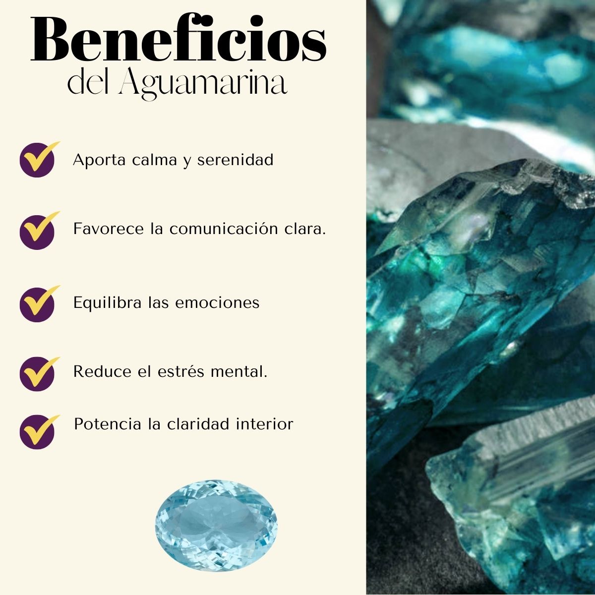 Pulsera Aguamarina 6mm