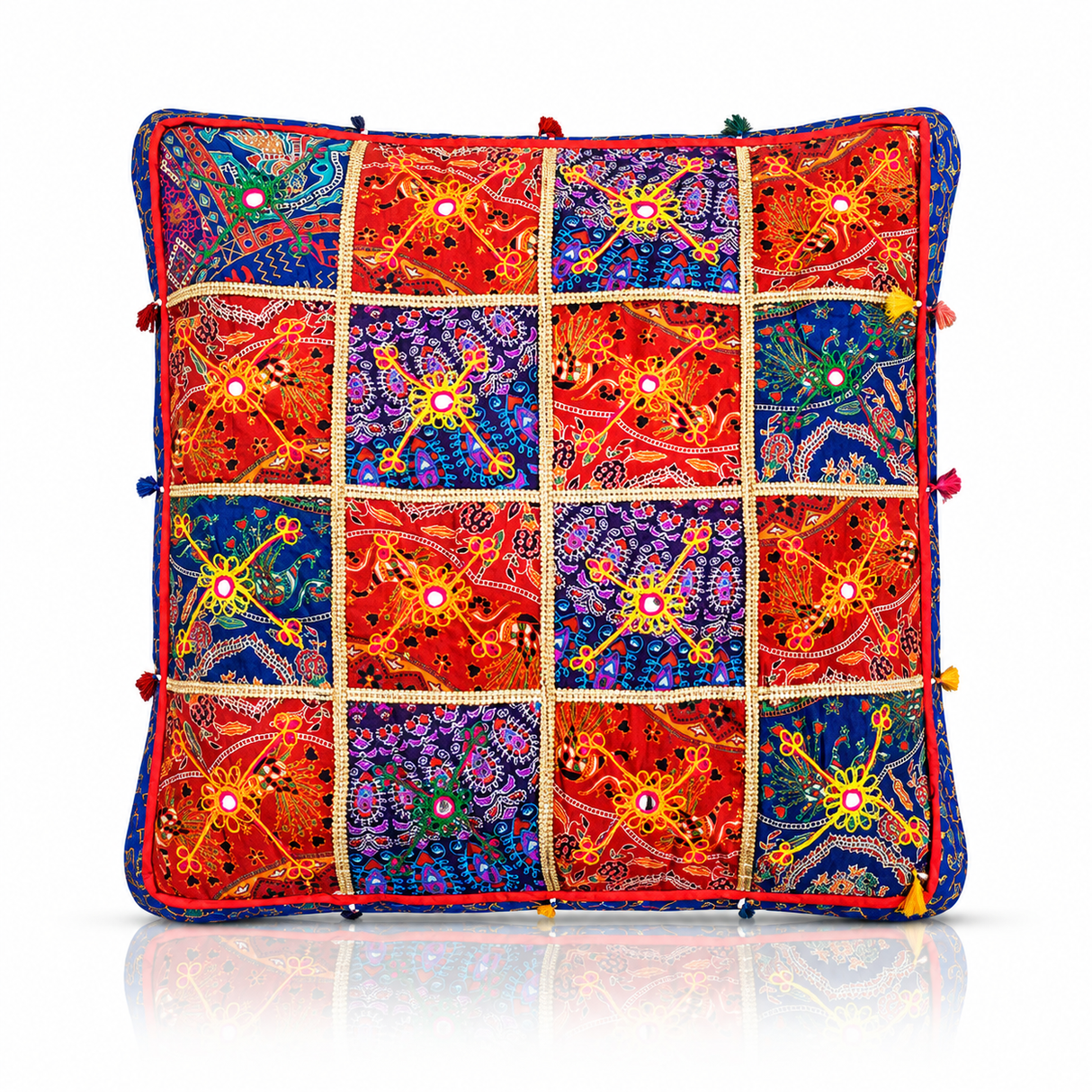 Cojin de Suelo Patchwork Azul Extra Grande