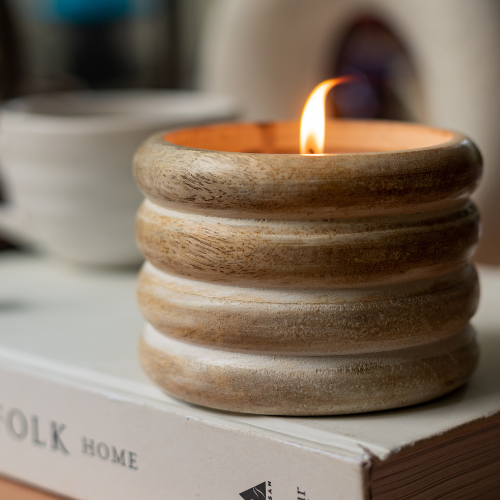 Vela Rayada Madera de Jazmin Radiante