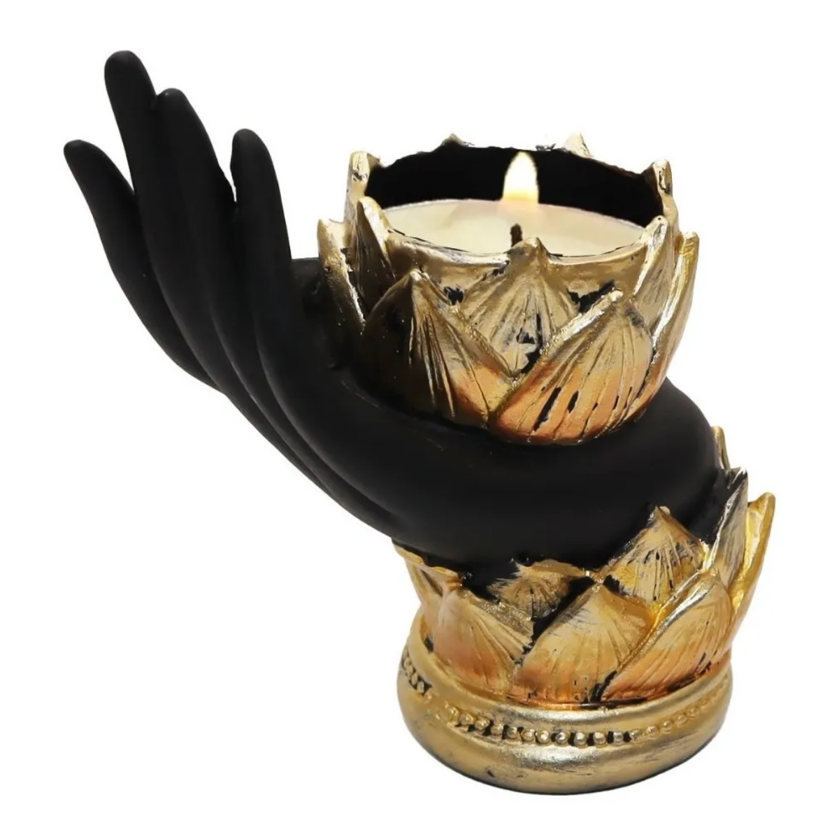 Porta Vela Mano Dorado Negro