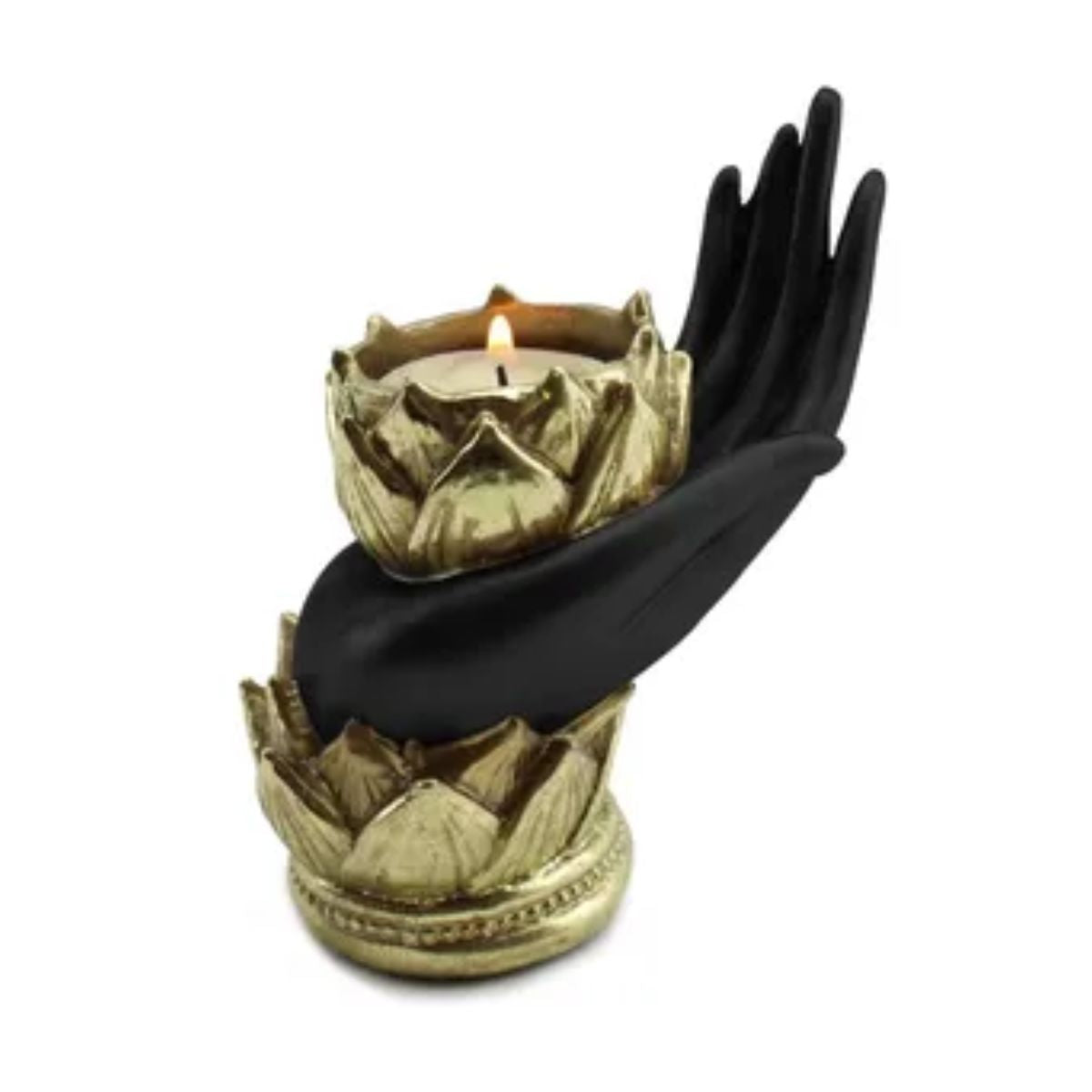 Porta Vela Mano Dorado Negro