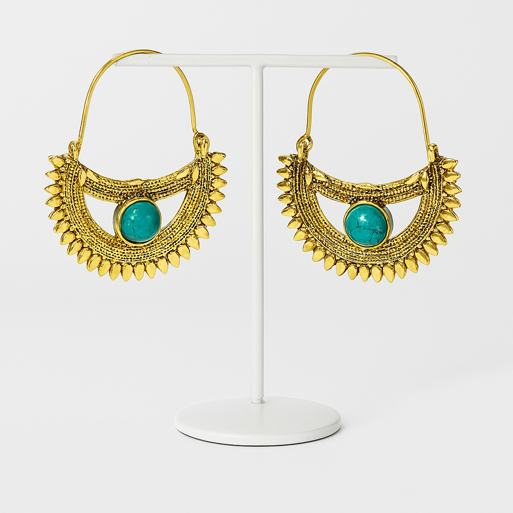 Aros Dorados Isis Turquesa