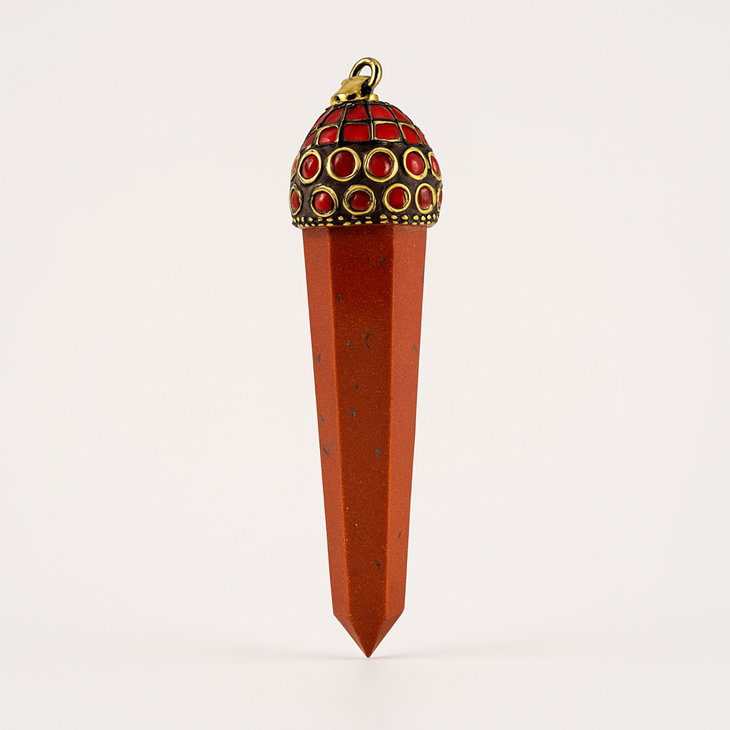 Colgante Punta Jaspe Rojo con Base Rojo