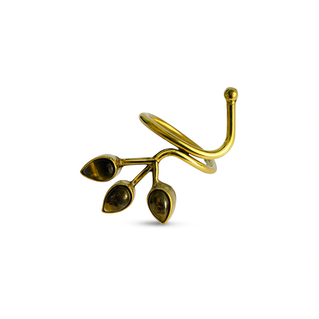 Anillo Hoja de la Vida Ojo de Tigre