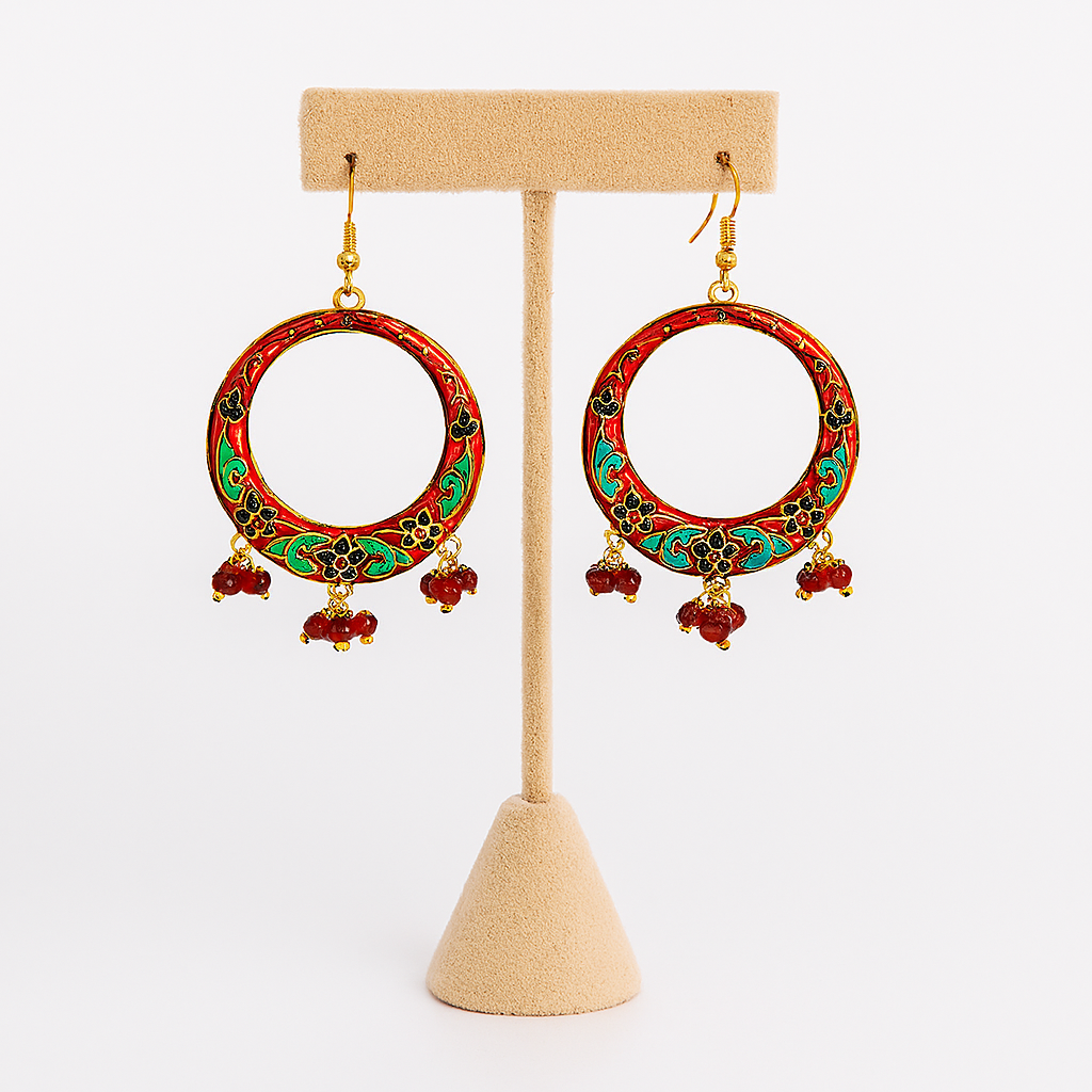 Aros Rojo Black Flower