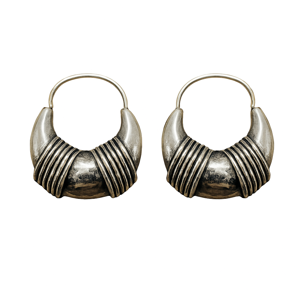 Aros Tribal Moon Style Plateado