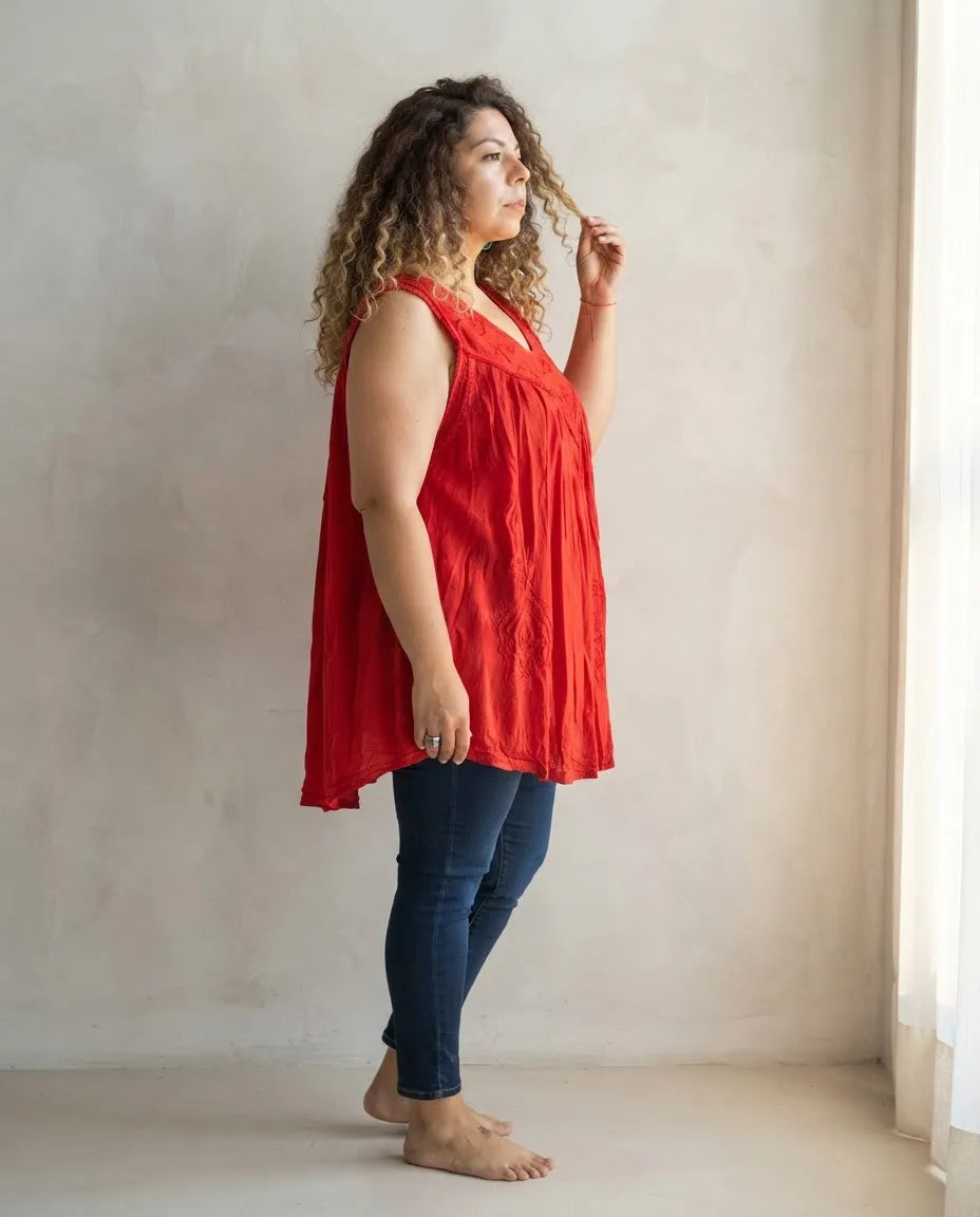 Blusa Vestido Chalani Roja