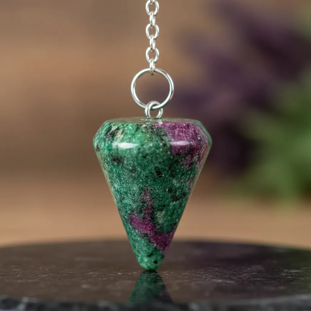 Péndulo Pirámide Zoisita Rubi Chico