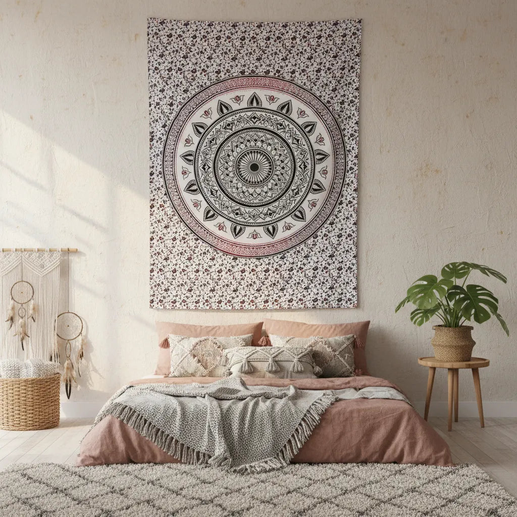 Tapiz Mural Mandala Rosado