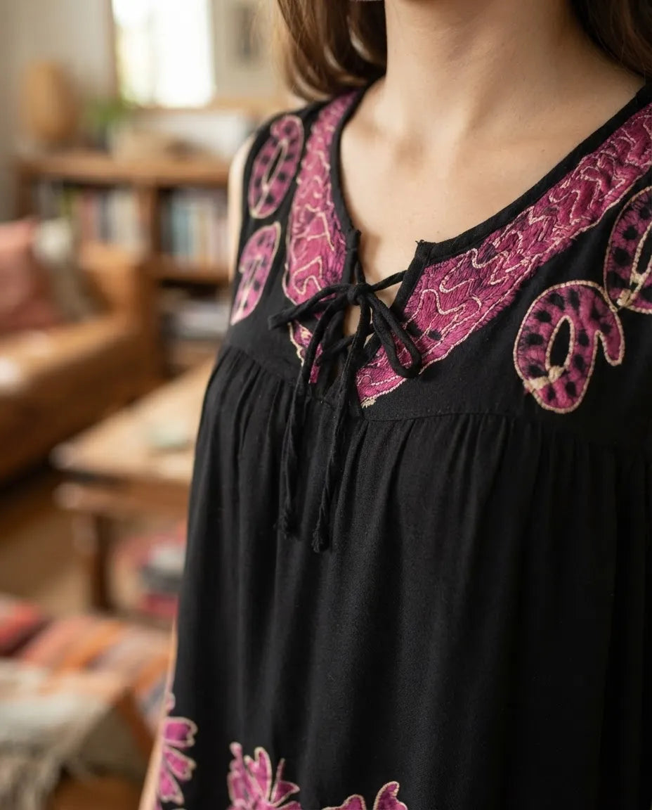 Blusa Darpita Negra con Rosado