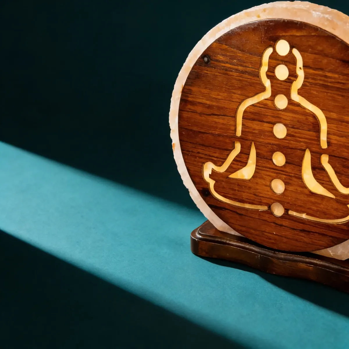 Lampara de Sal del Himalaya con Diseño Chakra Meditación