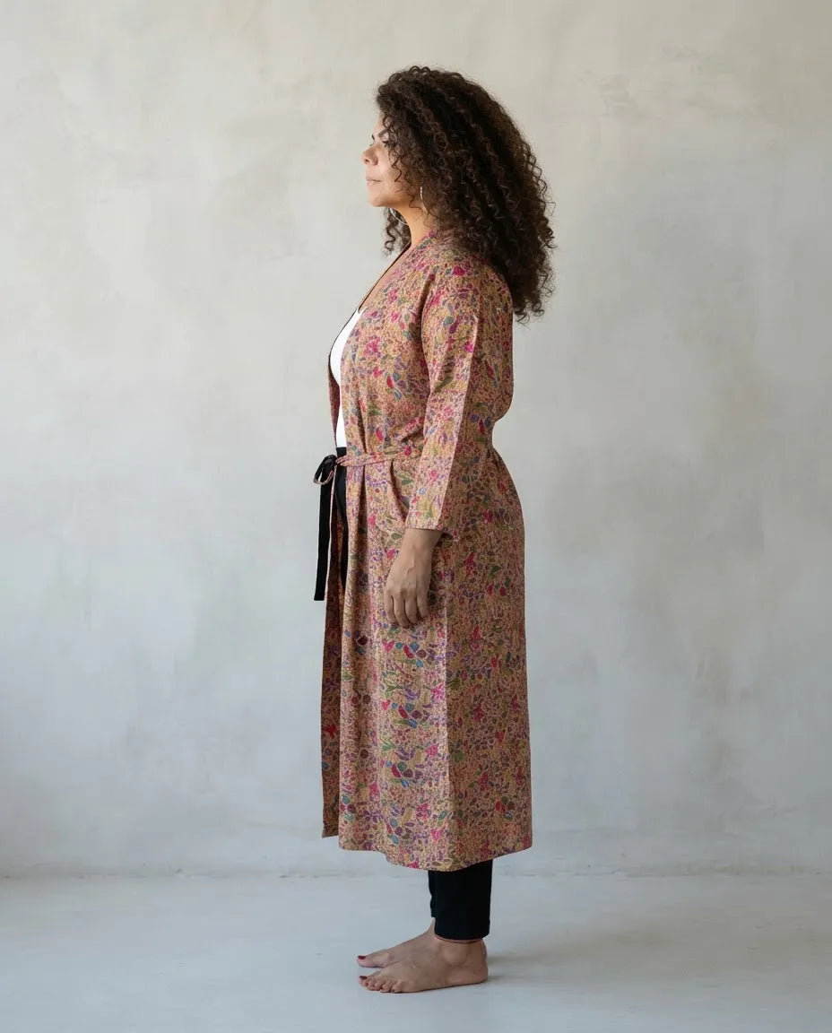 Kimono Trisha Beige con Rosa