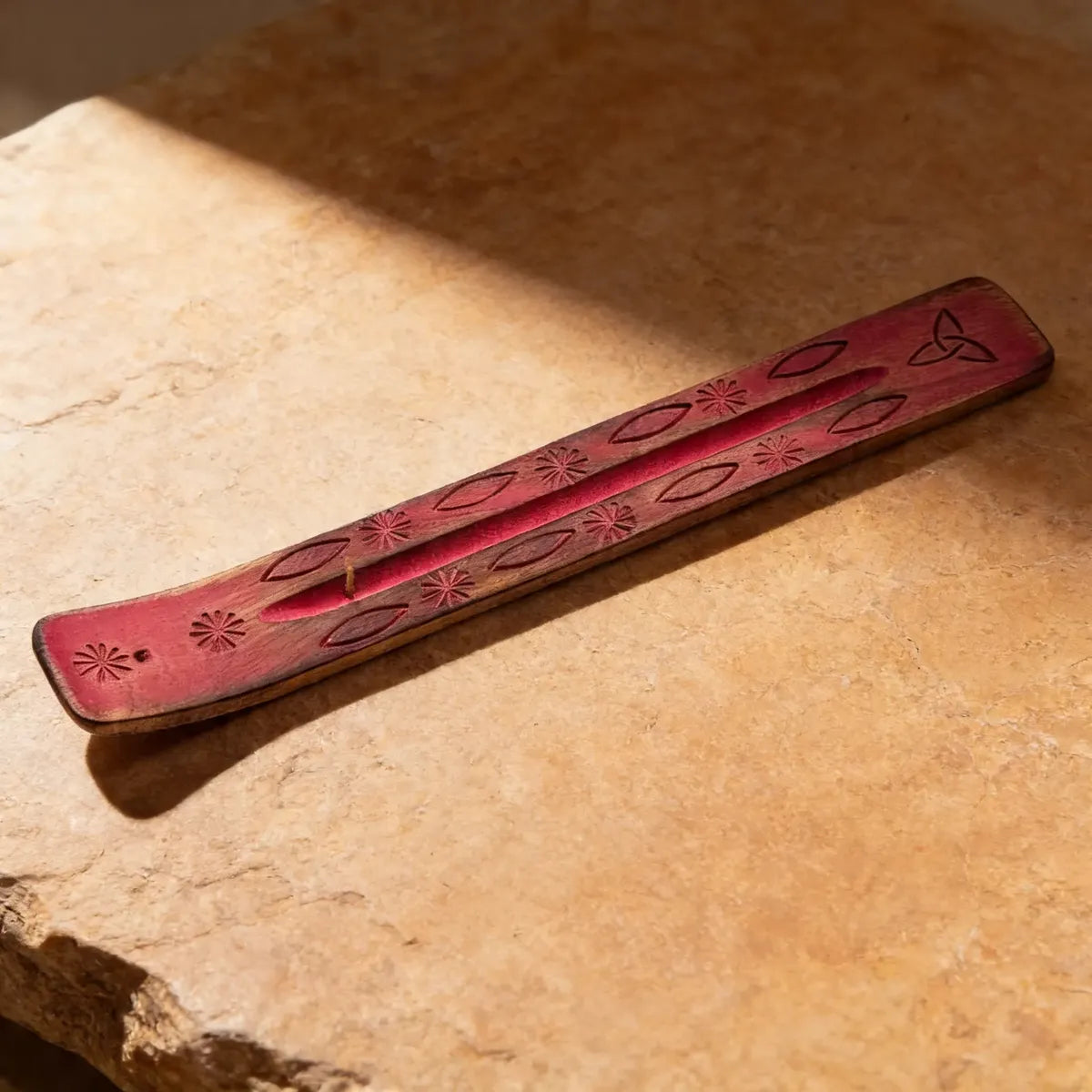 Porta incienso Natural Wood Fucsia