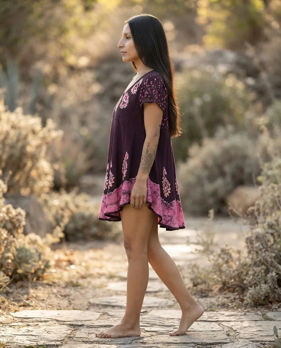 Blusa Vestido Devamati Rosado con Morado