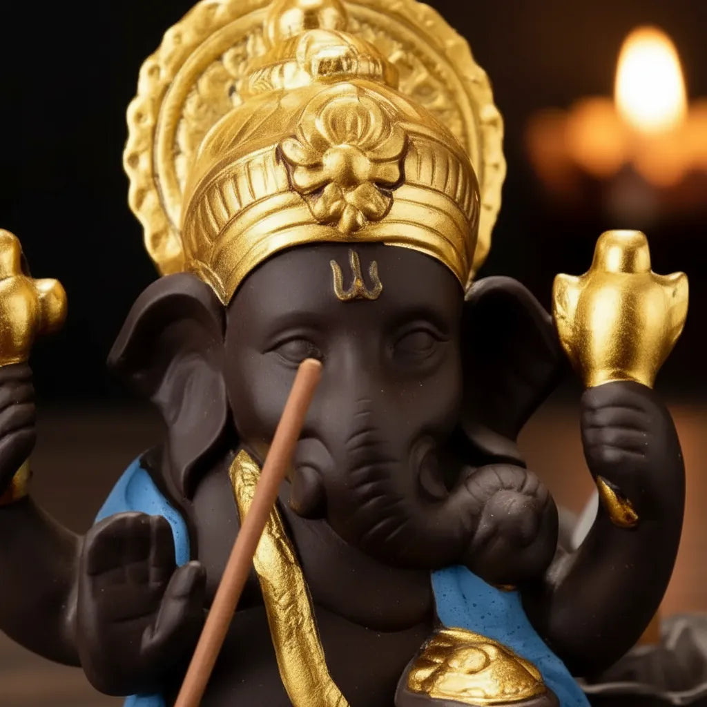Porta Incienso Cascada Ganesha Azul