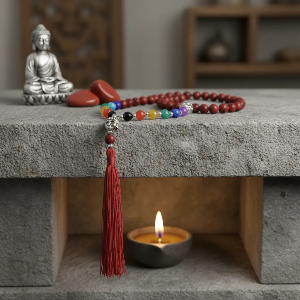 Japa Mala Buda Jaspe Rojo 6mm