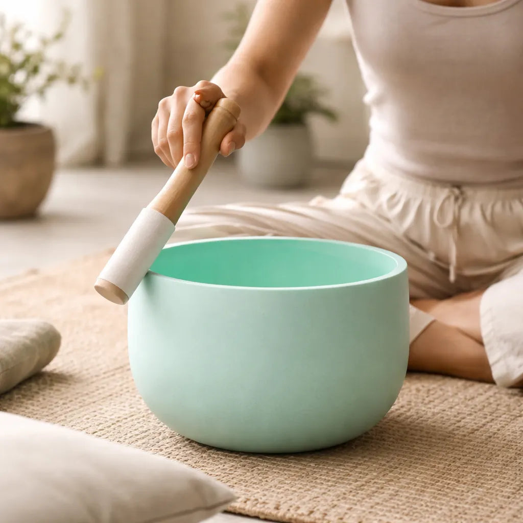 Cuenco Tibetano Cuarzo Verde 12 Pulgadas Nota FA