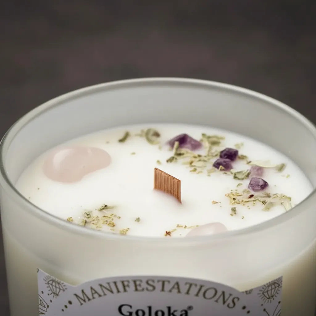 Vela Sándalo con Cuarzo Blanco (Paz y Armonía)