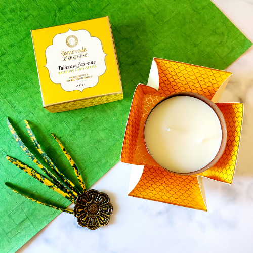 Vela Ayurveda de Dos Mechas Flor de Jazmín