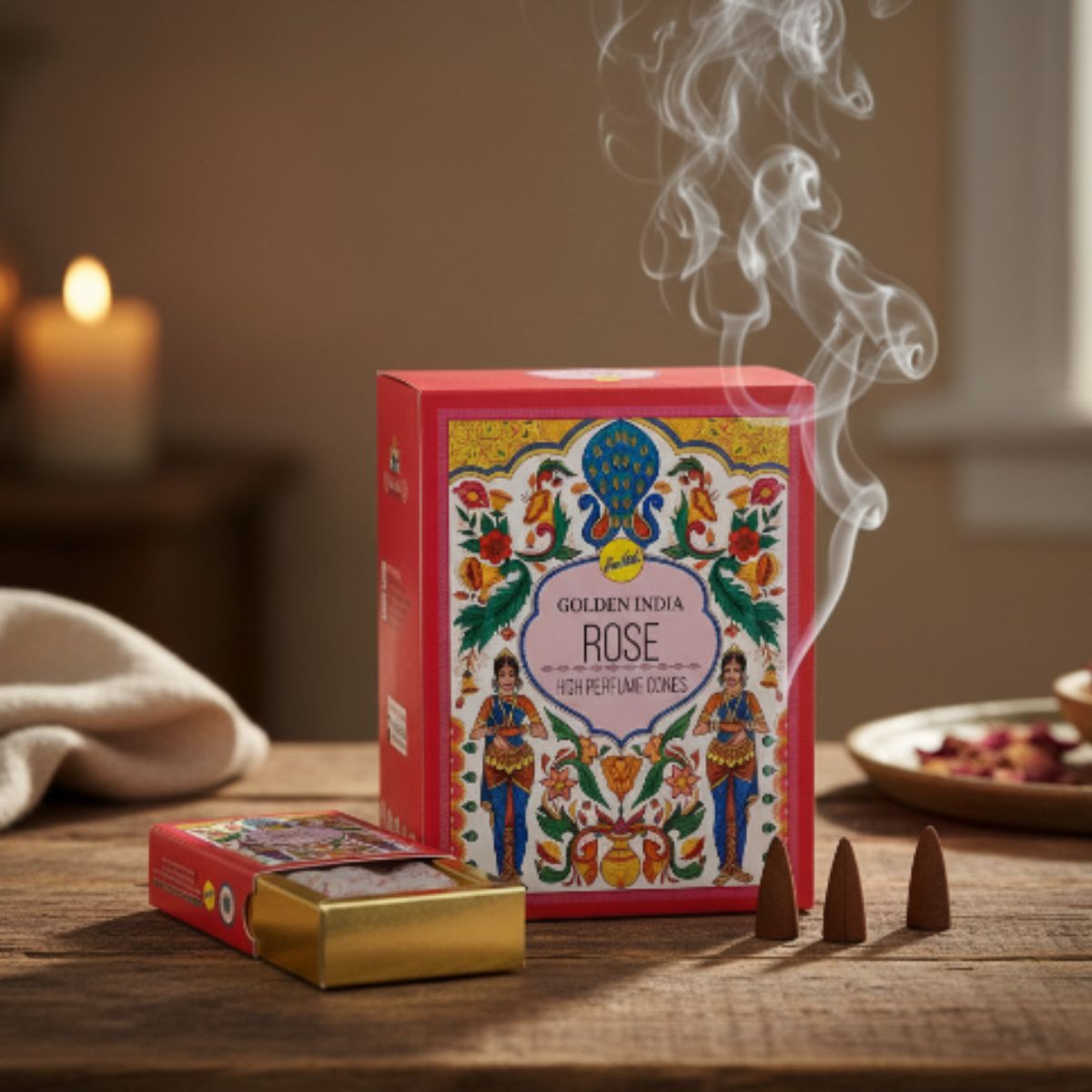 Incienso Cascada Golden Indian Rosa 10 conos