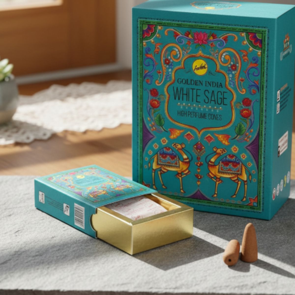 Incienso Cascada Golden Indian Salvia Blanca 10 conos