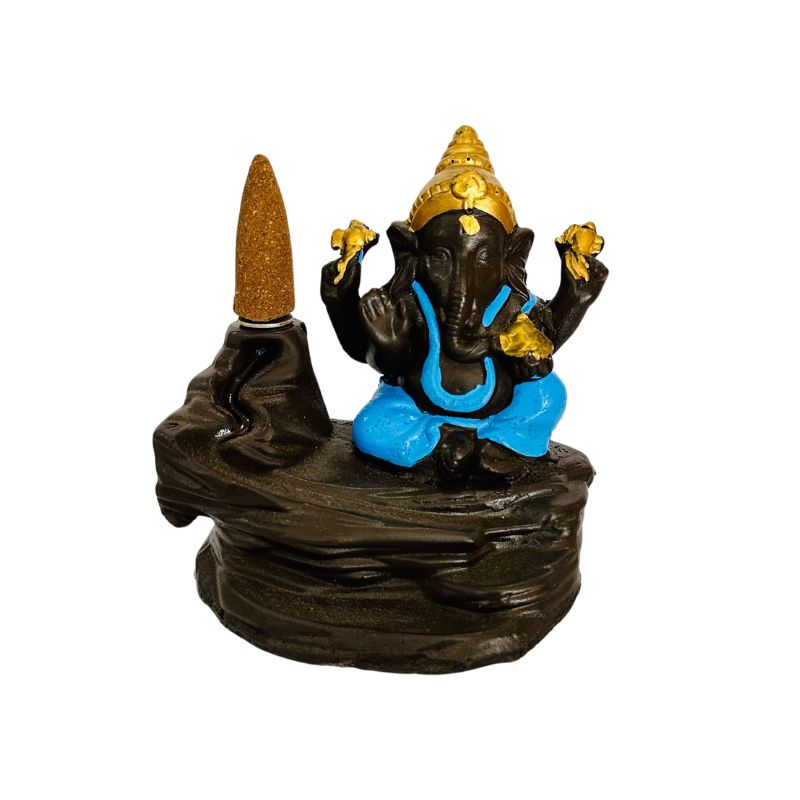 Porta Incienso Cascada India Ganesh Azul + 10 inciensos