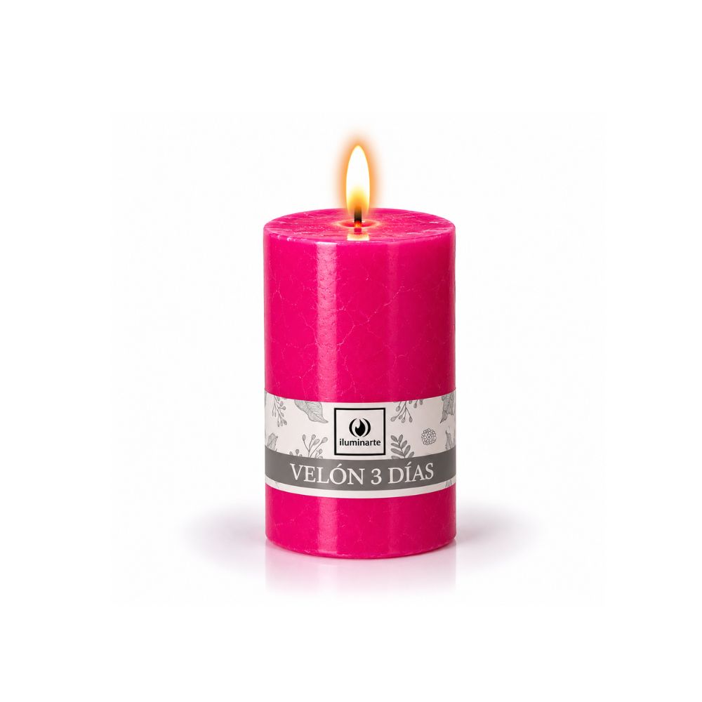 Velón Liso 3 Días Fucsia