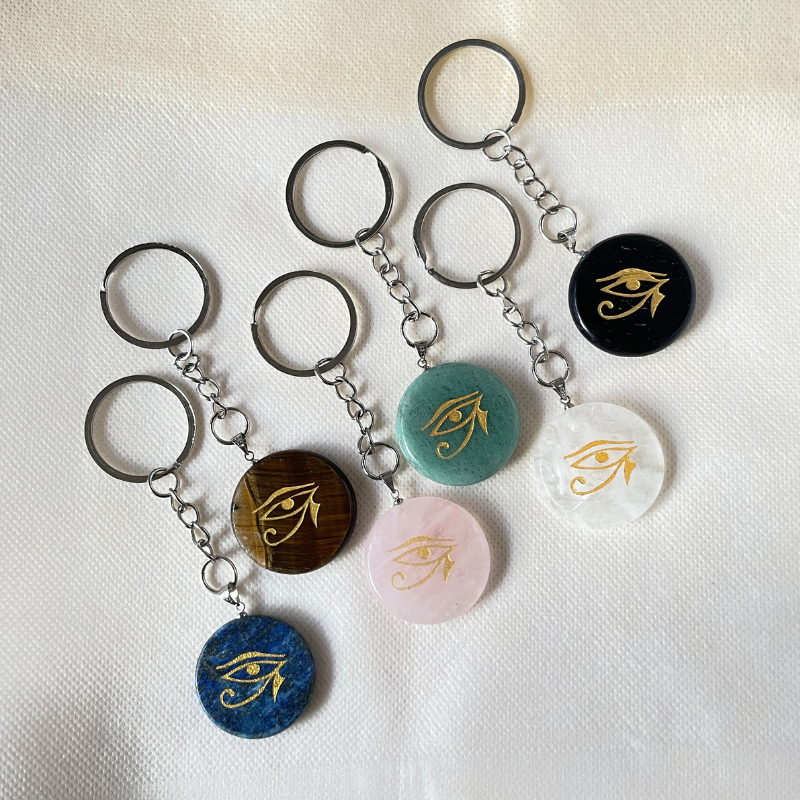 Llavero Piedra Cuarzo Rosa - Ojo de Horus