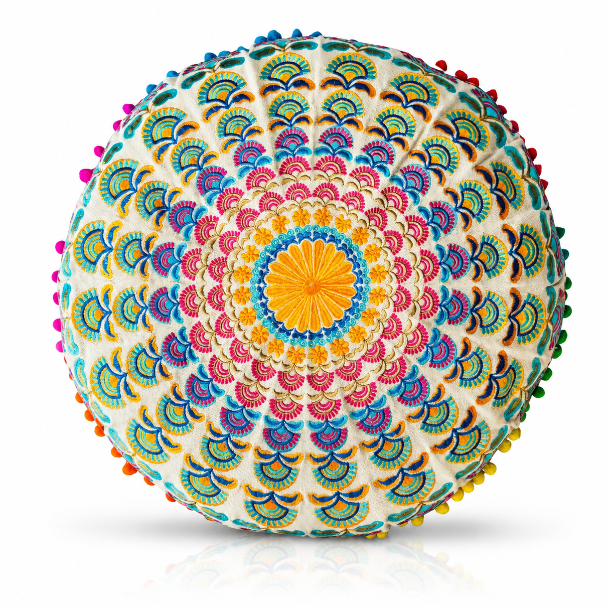 Cojin Boho Multicolor Redondo Mediano