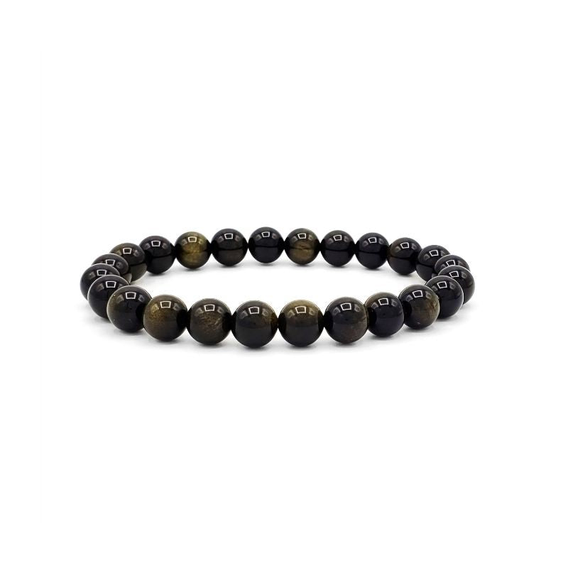 Pulsera Obsidiana Dorada 8mm