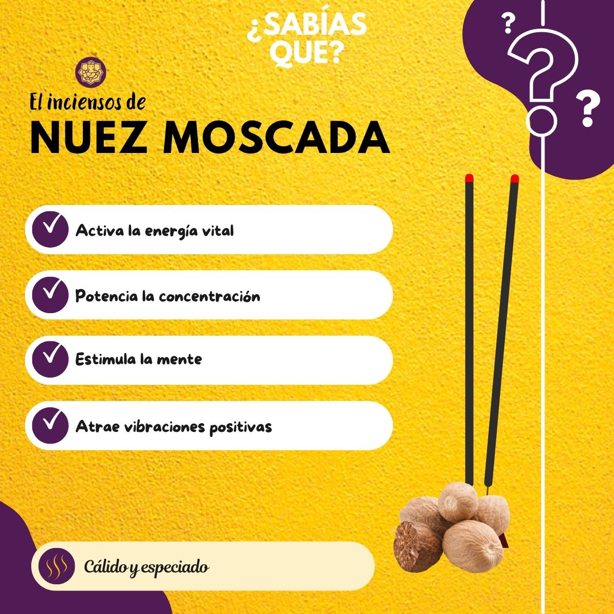 Incienso Aromaterapia Nuez Moscada
