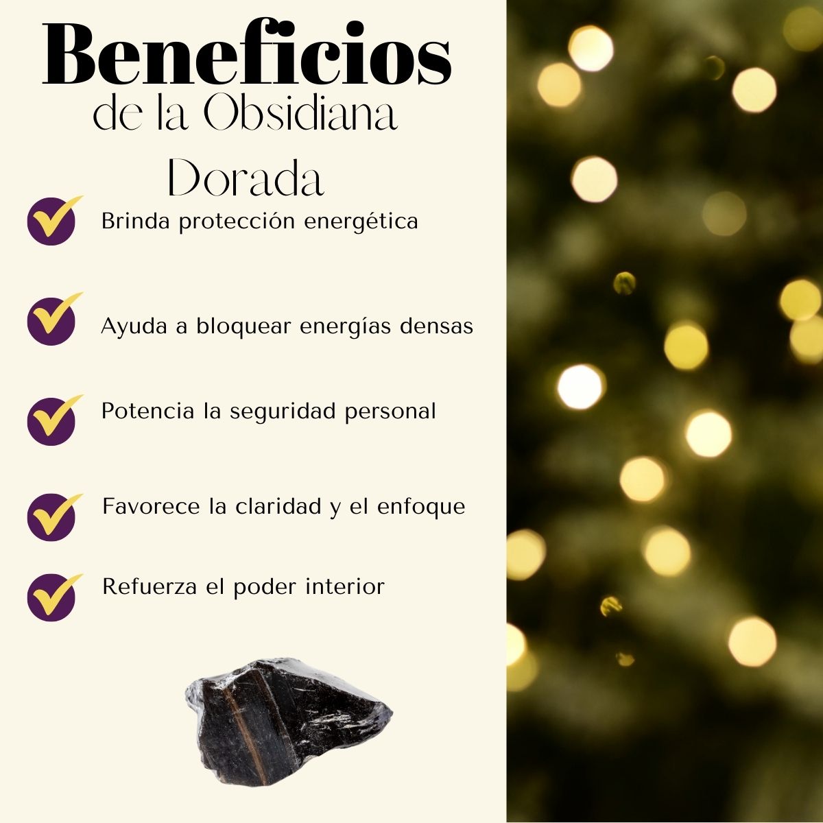 Pulsera Obsidiana Dorada 6mm