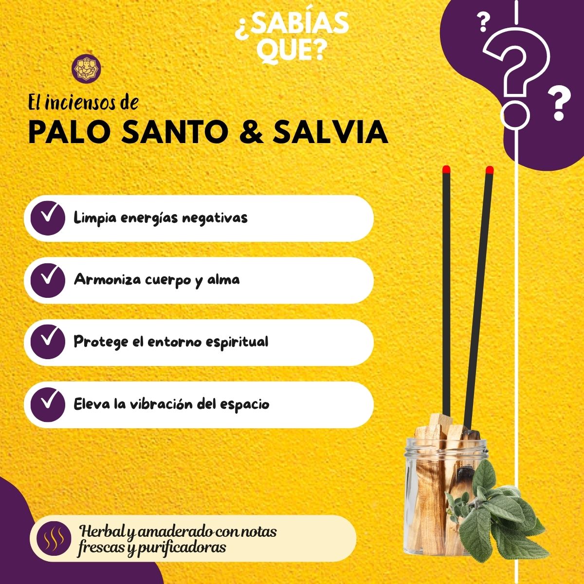 Incienso Yatra Salvia Blanco y Palo Santo